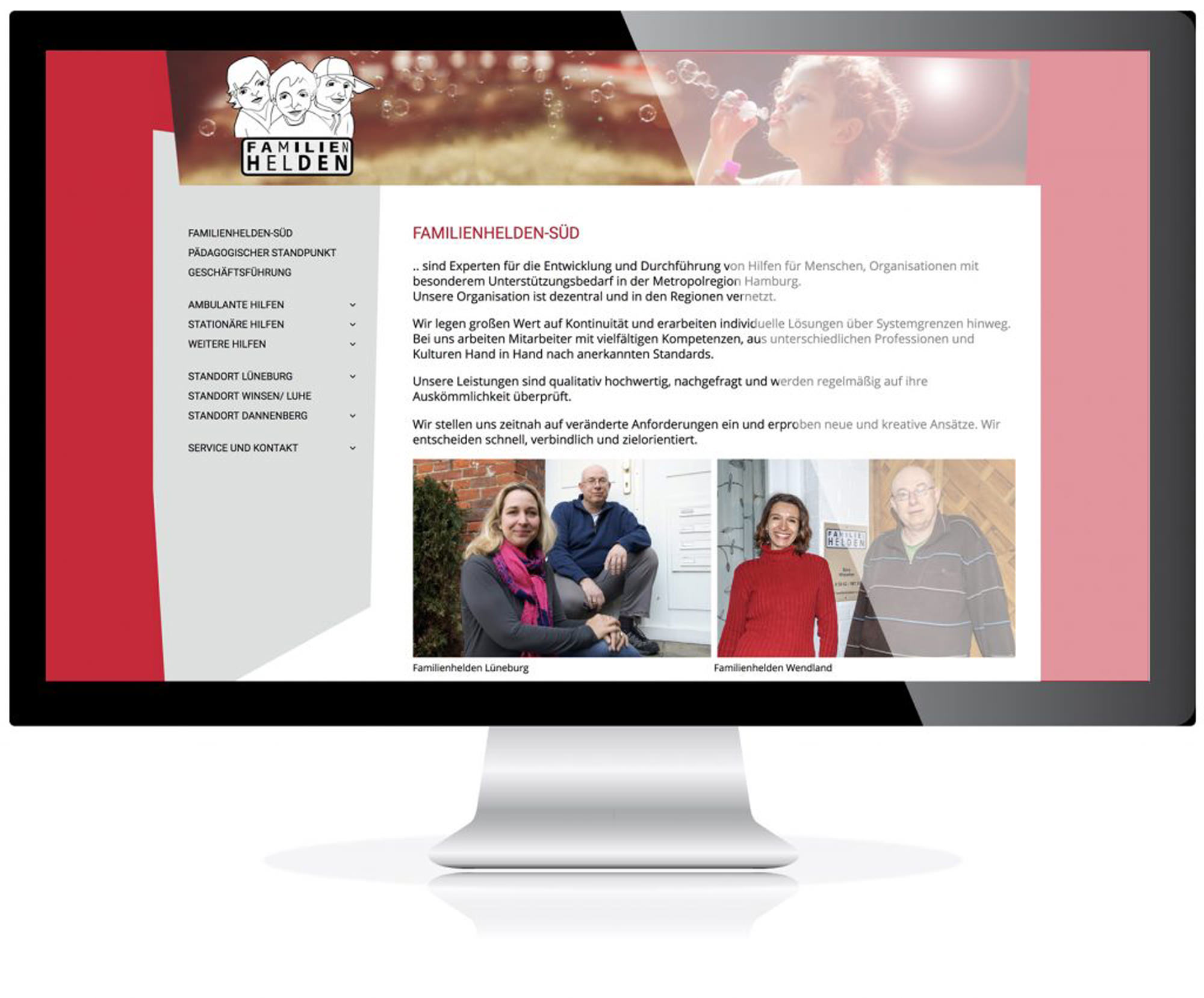 Website für die Familienhelden-Süd, Lüneburg